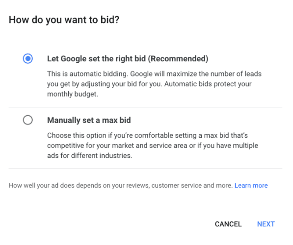 Bid Strategies for Local Service Ads