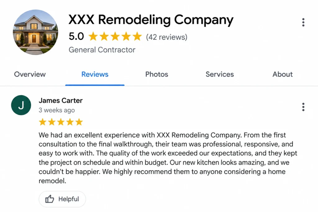 contractor reviews for SEO